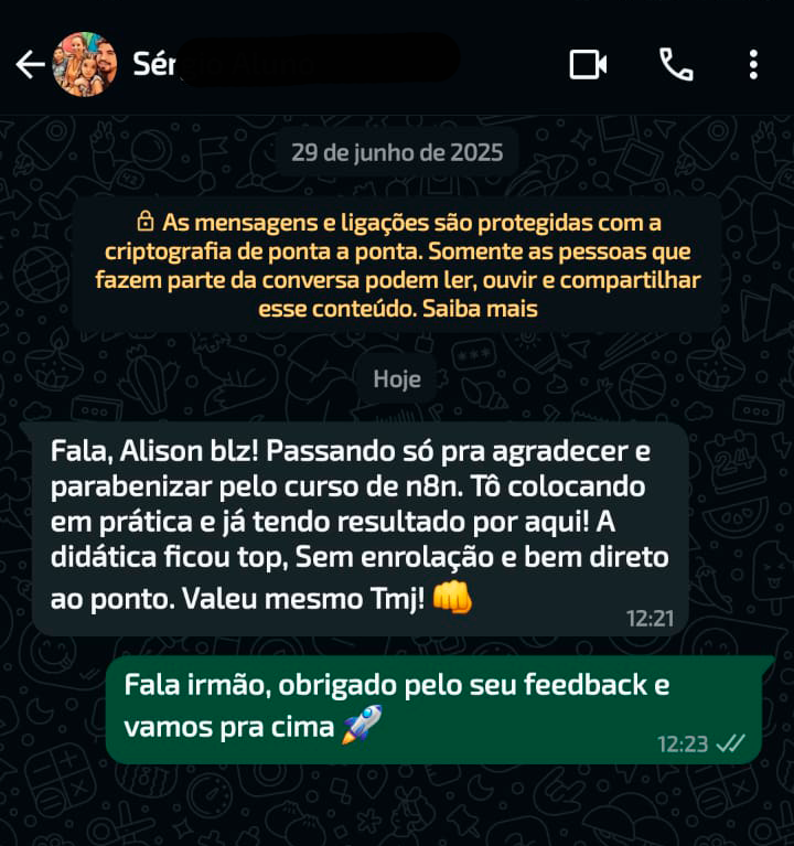 Depoimento de aluno
